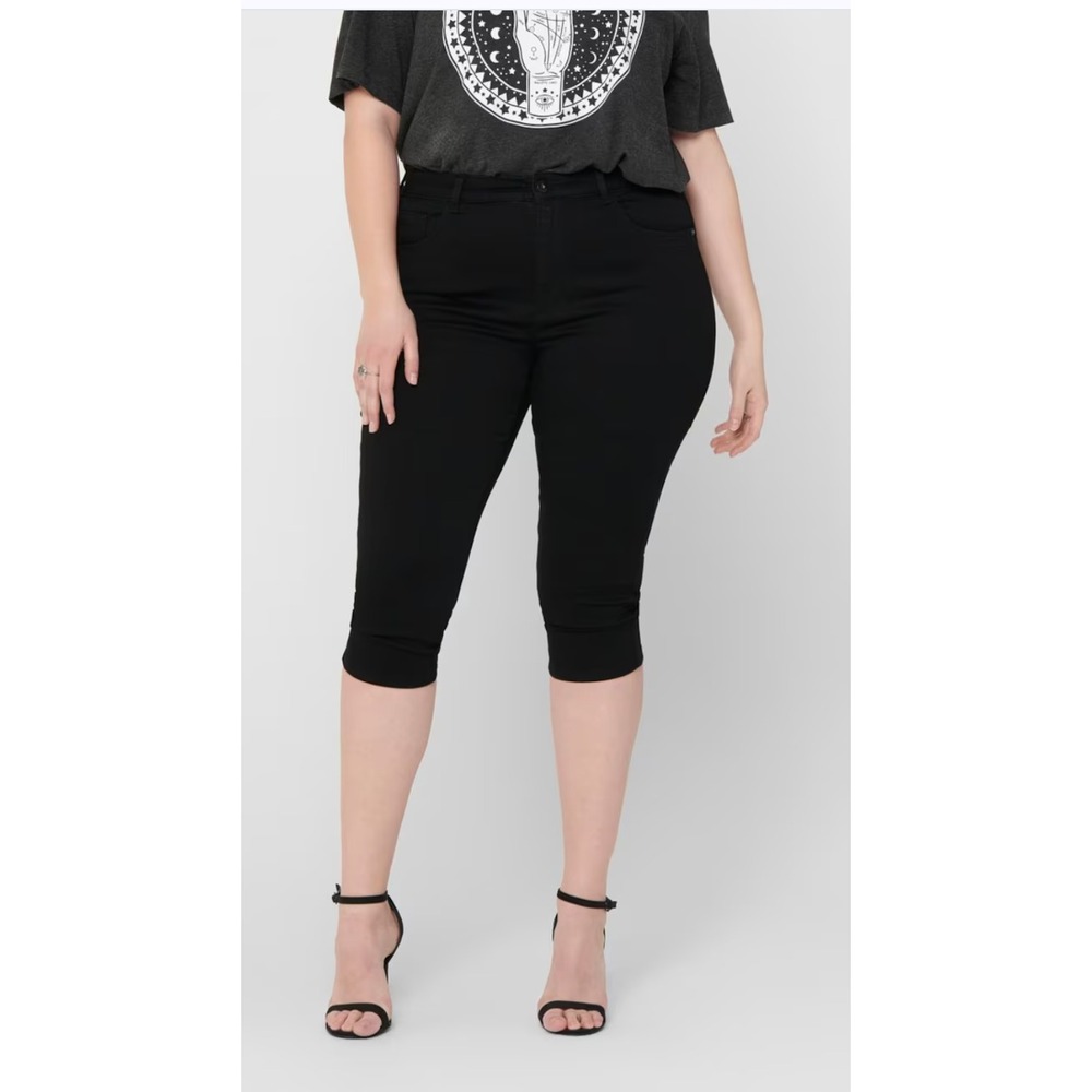 Only‎ Carmakoma Womens Black Denim Capri Pants Size 54 US 3XL Cropped Jeans NWT